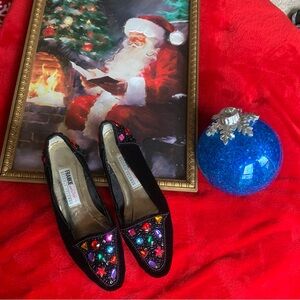 Vintage Frankie & Baby Beverly Feldman Jewel Flats Rhinestone Slip On Shoes